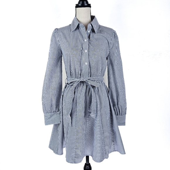 🦋LAST🦋 NWT Steve Madden Godet Striped Shirtdress, Marine - Picture 2 of 8